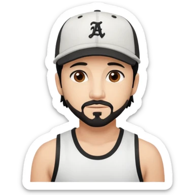 AJ McLean brown eyes, black hair, white tank top and hat sticker