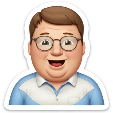 peter griffin with glasses as a laughing crying emoji in Midjourney style with a white shirt sticker