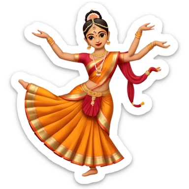 cinematic-realistic-bharatanatyam-dance-emoji,-depicted-as-an-elegant-classical-indian-dance-performance-with-graceful-poses,-intricate-costumes,-and-expressive-hand-gestures,-rendered-with-rich-textures-and-warm-dramatic-lighting, single dancer sticker