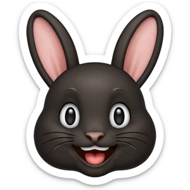 emoji d'une tête de lapin noire qui dit bonjour de la main sticker