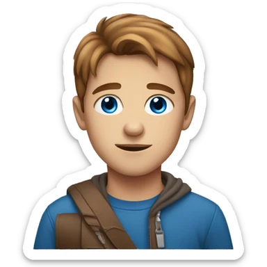 Boy with blue eyes and brown hir sticker