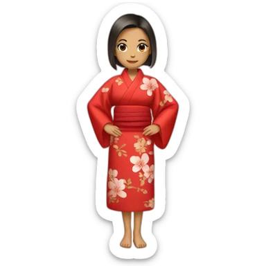 Red kimono dress sticker