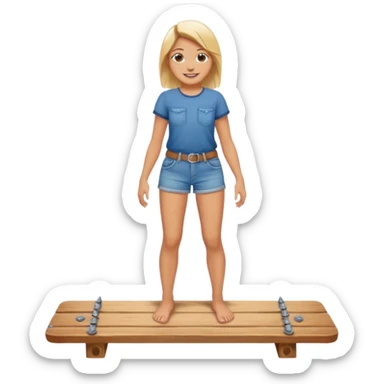 barefoot standing on a wooden board with nails sticker