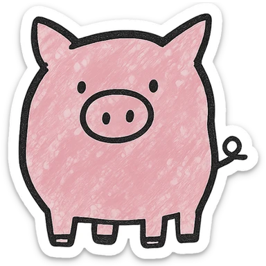 hand drawn outlined icon of a pink animal, no fill sticker