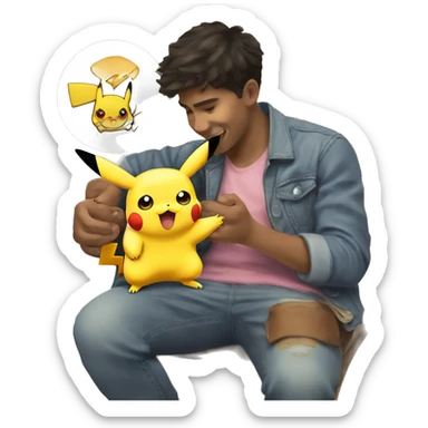 Pikachu y ponle un GG en las manos sticker