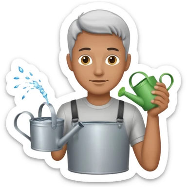 man holding watering pot sticker