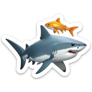 a shark with a goldfish head sticker