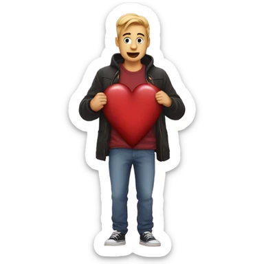 Hearts coming out of a guys chest  sticker