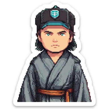 Erasmo de Rotterdam, classic portrait, serious face, wearing dark cap and robe, neutral background sticker