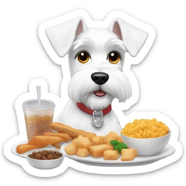 White schnauzer with lots of cozy food  sticker