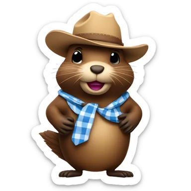 Beaver wearing a cowboy hat with a check in hand sticker