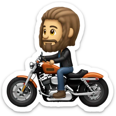 Create an emoji of a long-bearded Harley rider riding his Sportster 883. sticker