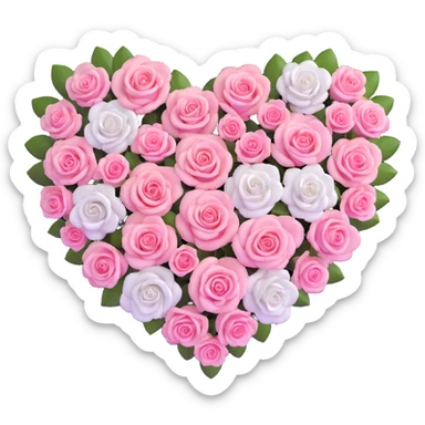 heart-shaped arrangement of pink and white roses sticker