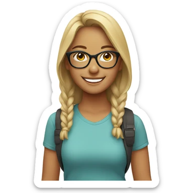 smiling girl outdoors with glasses sticker