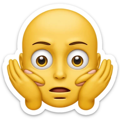 Yellow face emoji strangling itself sticker