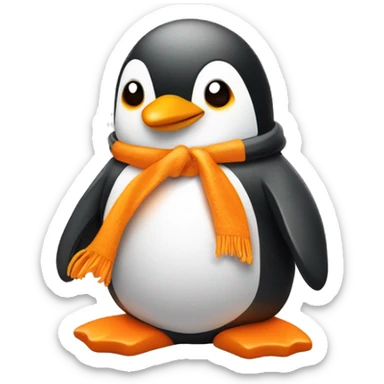 Petit penguin mignon stylized avec un sweat à capuche en dégrader jaune et orange  sticker