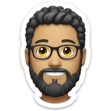 a young white man with square glasses and black full beard sticker