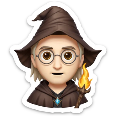 Cinematic Realistic Harry Potter Pop Culture Emoji, featuring a mystical, enchanted portrayal inspired by the iconic wizard rendered with lifelike magical details and dynamic lighting. sticker