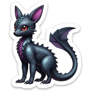 Shiny Dark Cute Majestic Sophisticated Modern Gothic Gloomy Futuristic Scaly Cyber-Salandit-Umbreon-Delcatty-Hybrid (Full body) sticker