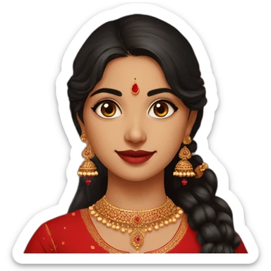 indian girl wearing full sleeve blood red kurti with jhumkas sticker