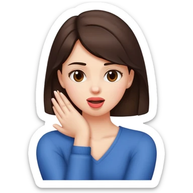 Brunette girl with her arms crossed and holding her neck with her tongue out sticker