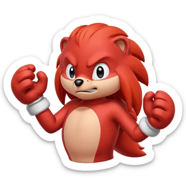 Sonic the hedgehogs friend knuckles a red animal with peach arms and white gloves sticker
