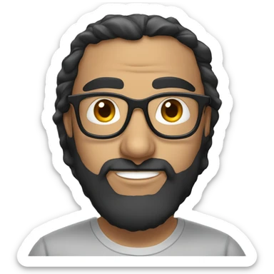 Middle Eastern man wearing t-shirt, black short hair, beard and glasses sticker