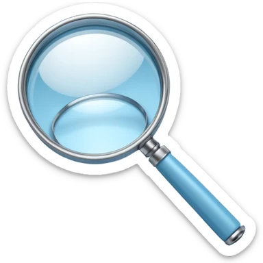 3D render of Magnifying Glass, forensic investigation aesthetic, sterile clinical lighting, cool blue undertones, sharp high-contrast details, professional clean look. sticker