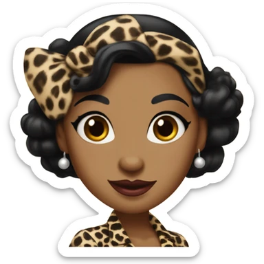 pin up brown woman with black hair in a 50s leopard costume  sticker