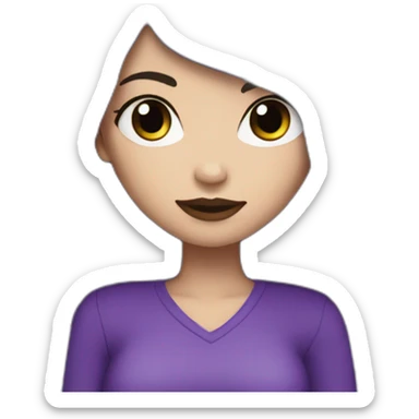 White girl with long straight black and purple hair Raven Queen sticker