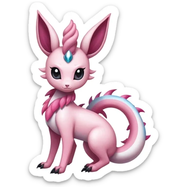  Dark Gloomy Dark-type Shiny Scaly Edgy Badass Cute Gothic Exotic Amaura-Salazzle-Aurorus-Sylveon-Fakémon-hybrid-creature (full body)  sticker