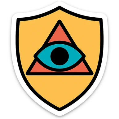 a shield with the Eye of Ibad, ancient and magical, icon style sticker