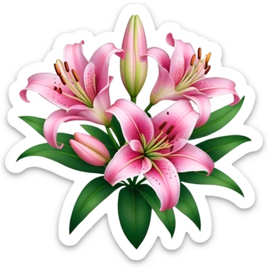 pink bouquet lily flower sticker