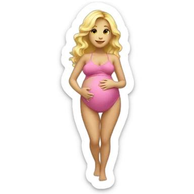 adorable pregnant blond full body women with beach-wave-hair sticker