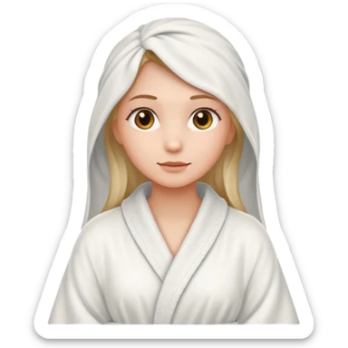A girl with a robe and a towel sticker