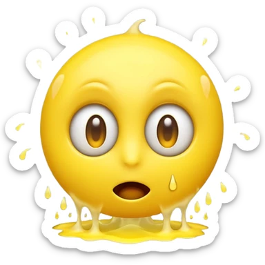 Yellow emoji face with eyes popping out like a spring, steam coming from ears, extreme shock, 3D glossy texture, vibrant colors." sticker