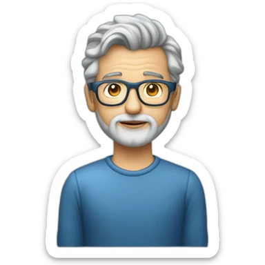 cientifico de datos profesor de 50 años sin barba, cabello gris, en camiseta azul oscura sticker