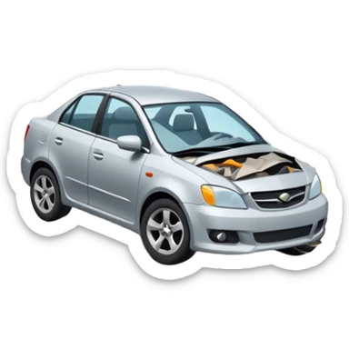 car crashed to a trafic barrier sticker