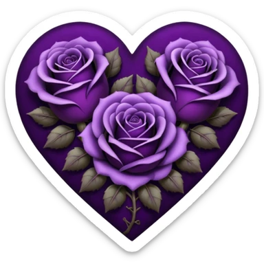 heart with purple gothic roses purple gothic style sticker