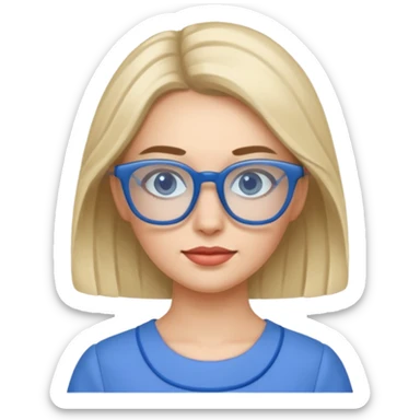 blue glasses and blue dressed woman sticker