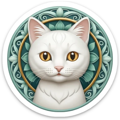 White Cat art aesthetic nouveau sticker