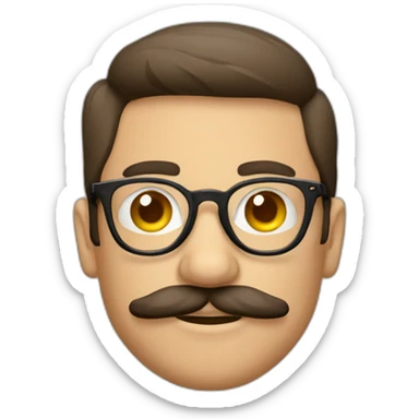 Hombre moreno con lentes redondos y mostacho delgado sticker