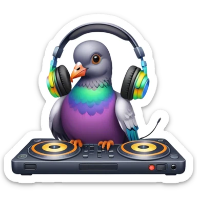 Psychedelic pigeon as dj  sticker