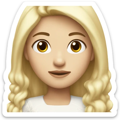 a beautiful blonde half asian girl with fair skin (winter kim lookalike) wearing white dress half body sticker