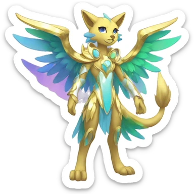 Anthro Sona Colorful Godly Celestial Shiny Fakemon Full Body sticker