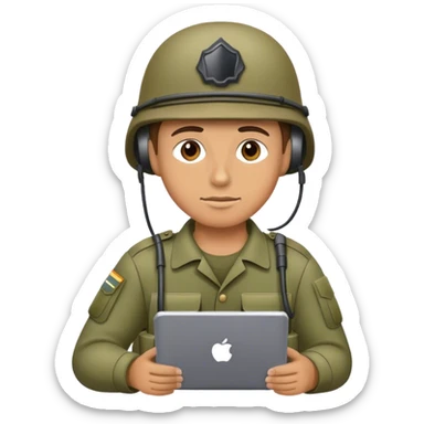 Soldier on a computer portable sticker