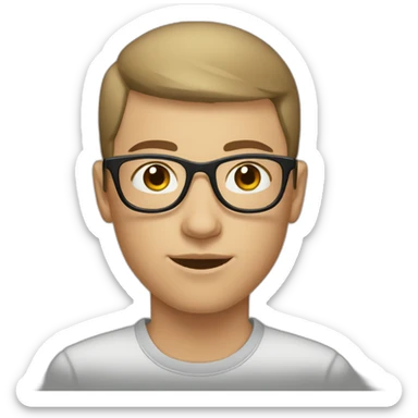Caucasian Teenager with a brown buzz cut and round glasses sticker
