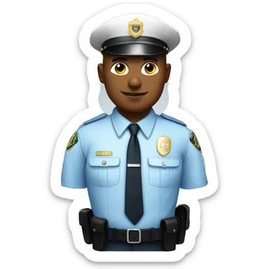 A White Police man bald with cap with Big ANGEL WINGS sticker