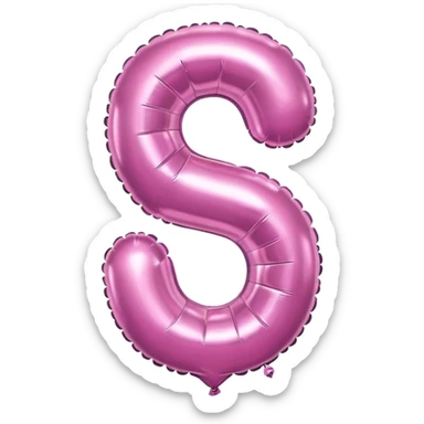 Pink foil balloon in the shape of a number 6 sticker