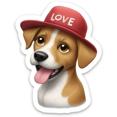Dog with a hat that says I love type soul sticker